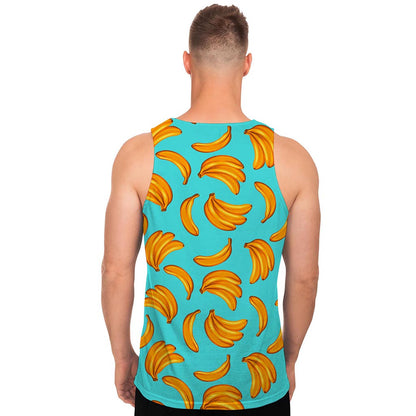 Blue Banana Pattern Print Men's Tank Top