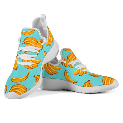 Blue Banana Pattern Print Mesh Knit Shoes GearFrost
