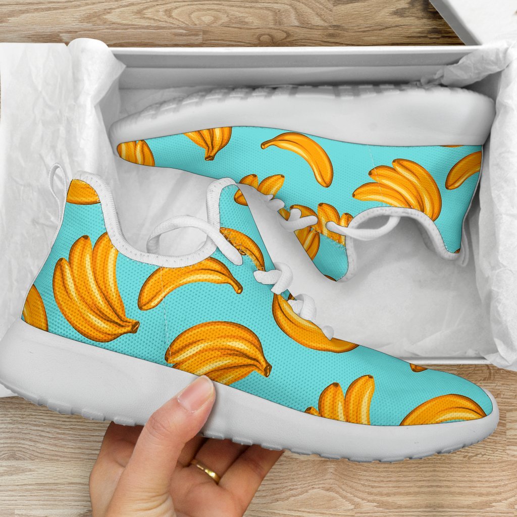 Blue Banana Pattern Print Mesh Knit Shoes GearFrost
