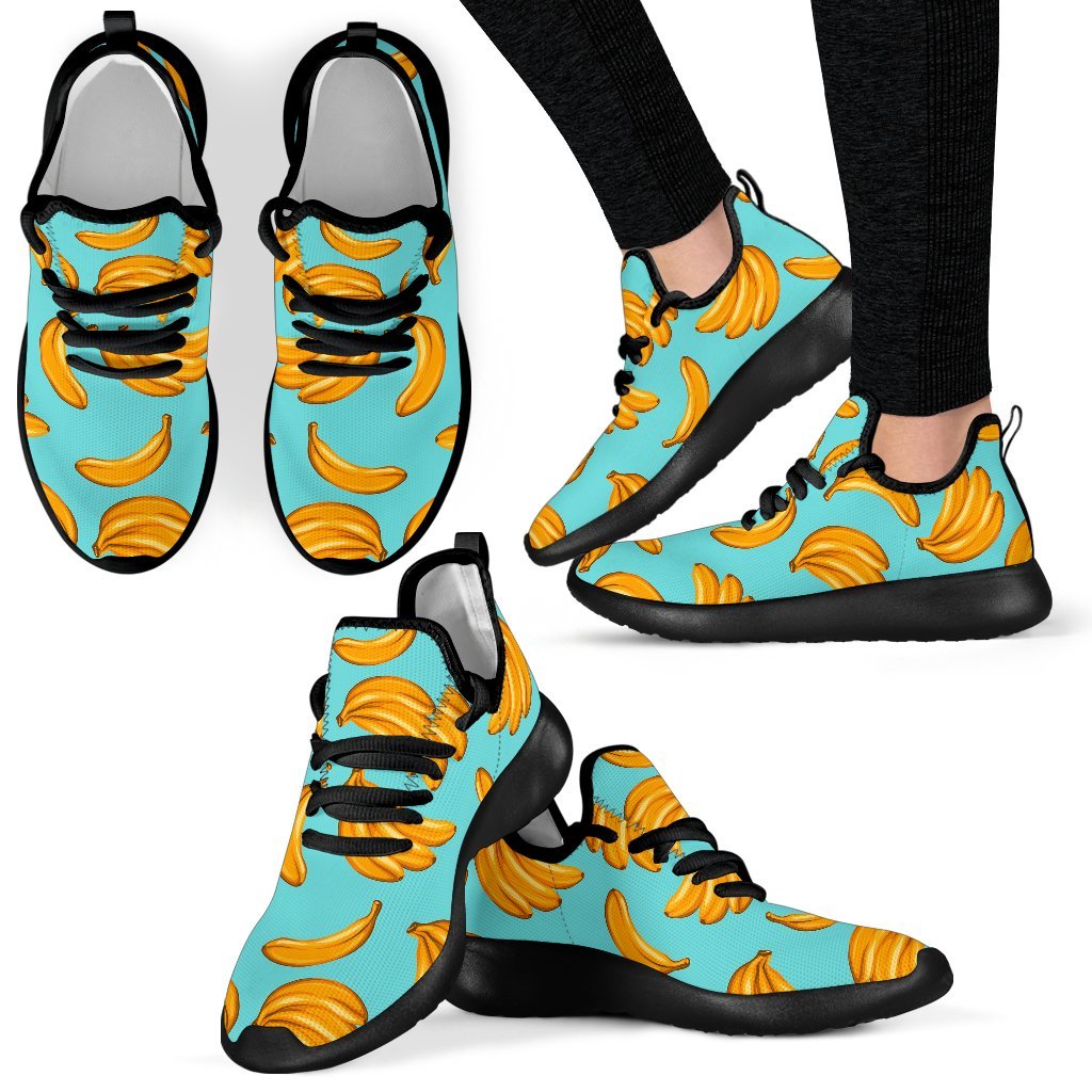 Blue Banana Pattern Print Mesh Knit Shoes GearFrost