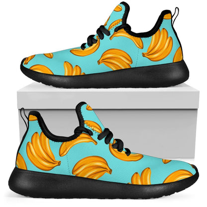 Blue Banana Pattern Print Mesh Knit Shoes GearFrost