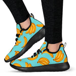 Blue Banana Pattern Print Mesh Knit Shoes GearFrost