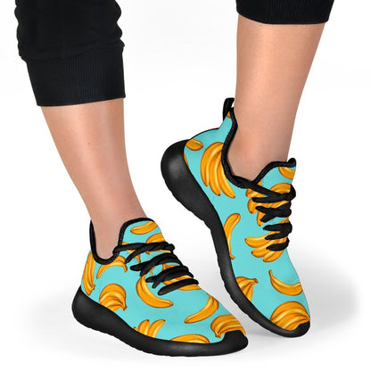 Blue Banana Pattern Print Mesh Knit Shoes GearFrost