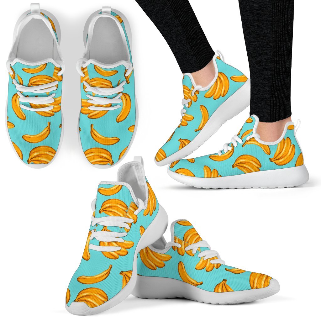 Blue Banana Pattern Print Mesh Knit Shoes GearFrost