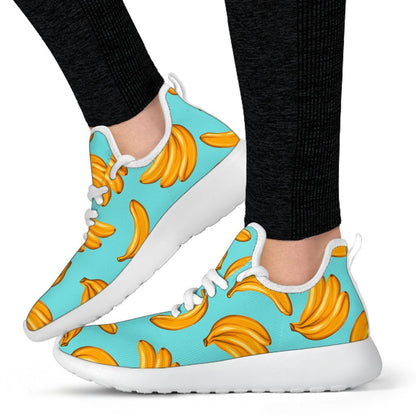 Blue Banana Pattern Print Mesh Knit Shoes GearFrost