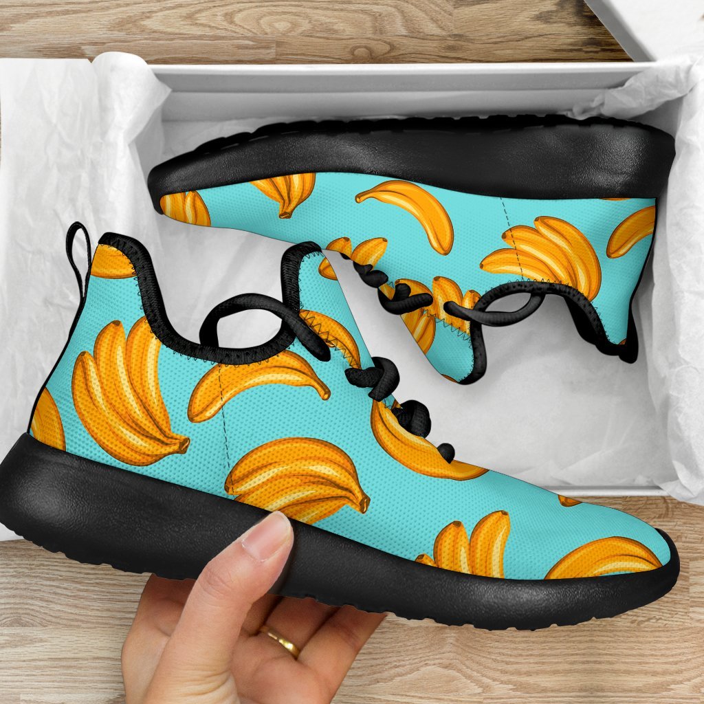Blue Banana Pattern Print Mesh Knit Shoes GearFrost