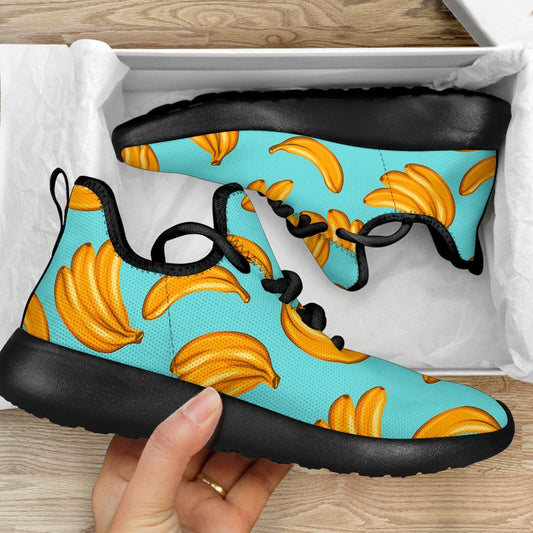 Blue Banana Pattern Print Mesh Knit Shoes GearFrost