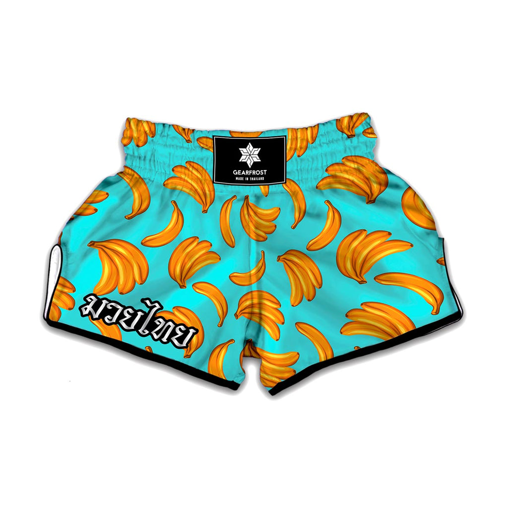 Blue Banana Pattern Print Muay Thai Boxing Shorts