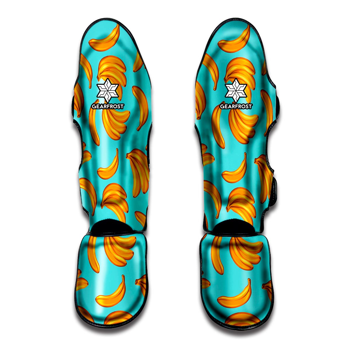 Blue Banana Pattern Print Muay Thai Shin Guard