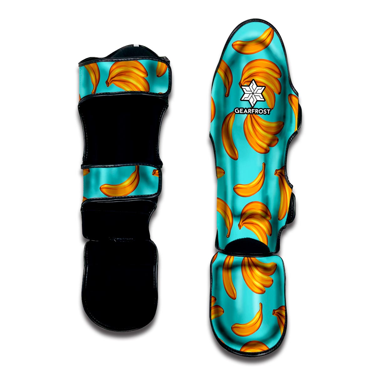 Blue Banana Pattern Print Muay Thai Shin Guard