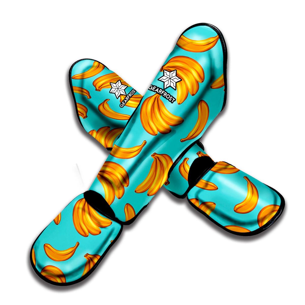 Blue Banana Pattern Print Muay Thai Shin Guard