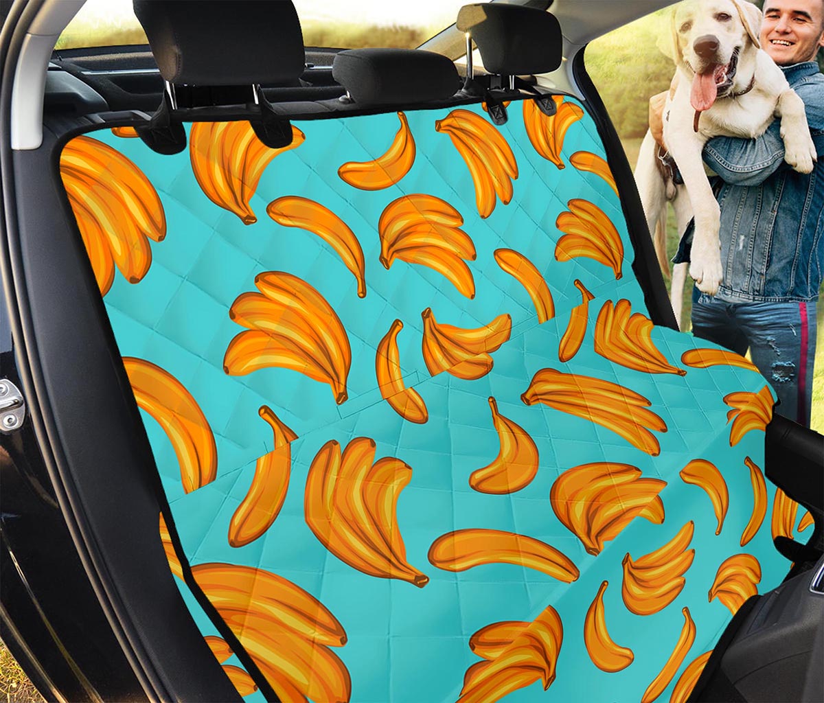 Blue Banana Pattern Print Pet Car Back Seat Cover