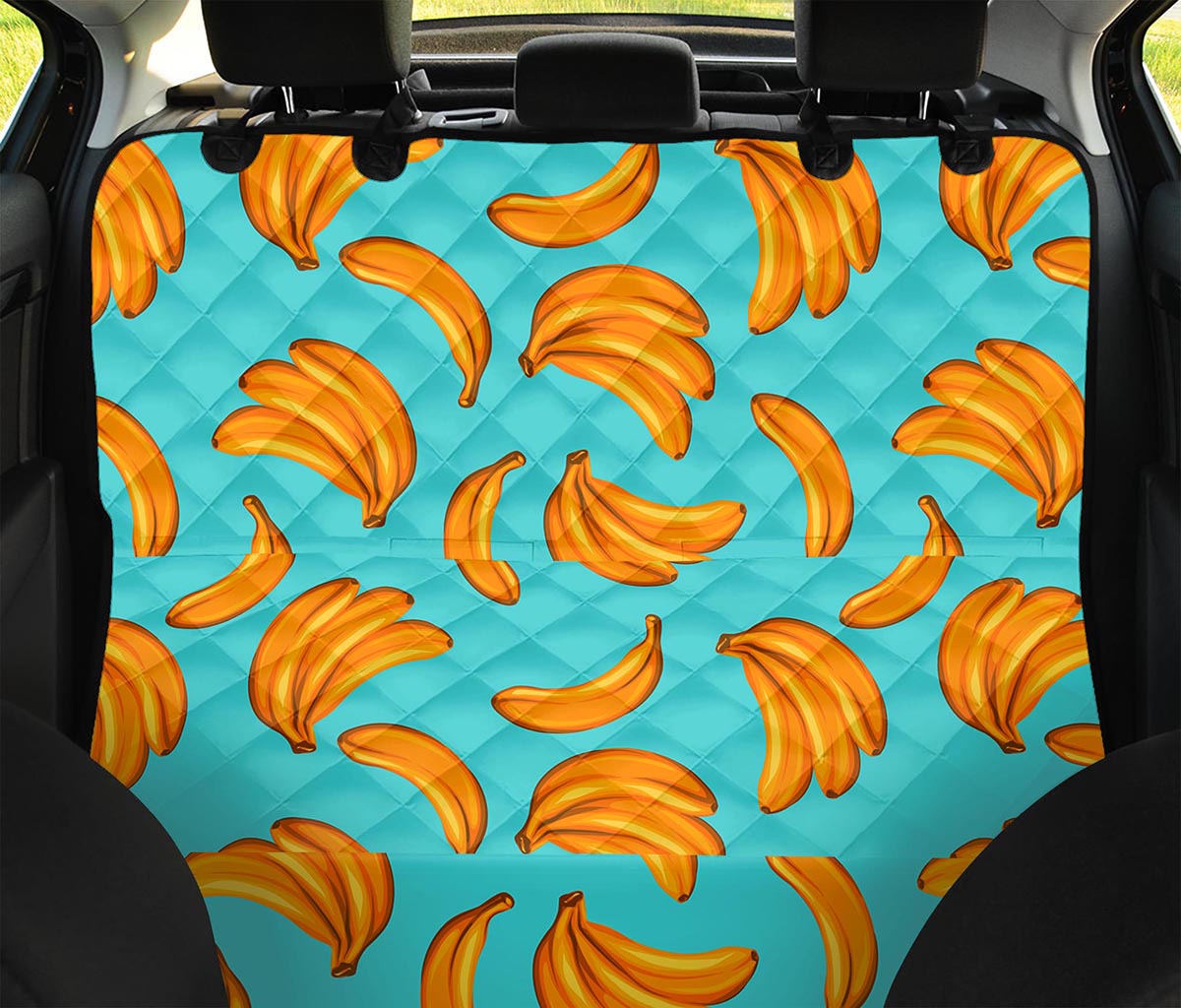 Blue Banana Pattern Print Pet Car Back Seat Cover