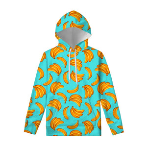 Blue Banana Pattern Print Pullover Hoodie