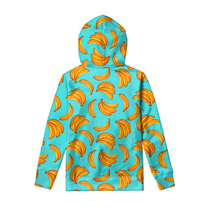 Blue Banana Pattern Print Pullover Hoodie