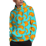 Blue Banana Pattern Print Pullover Hoodie