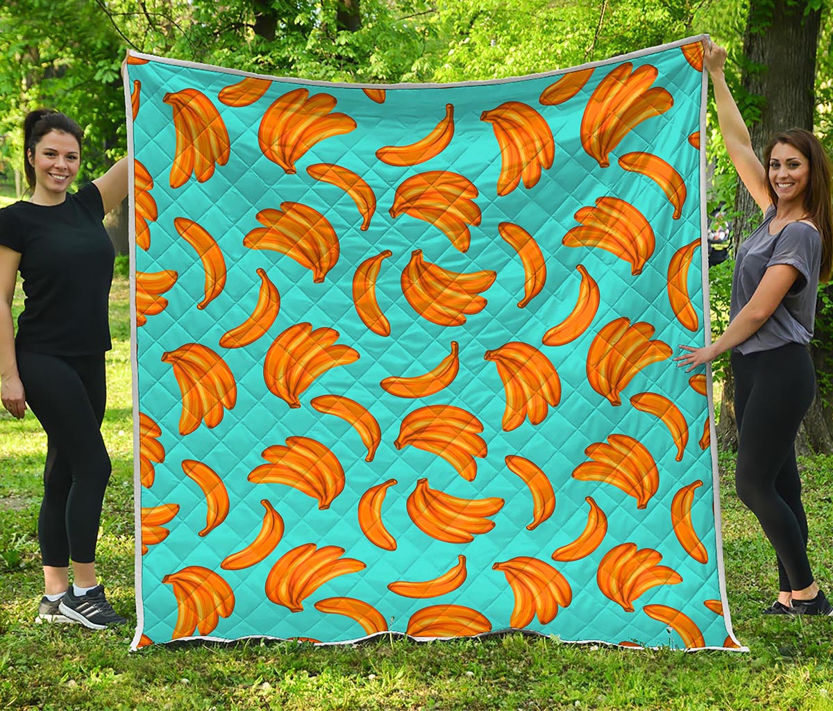 Blue Banana Pattern Print Quilt
