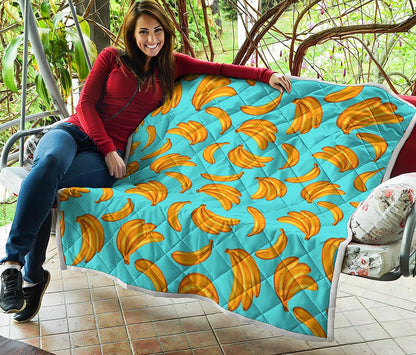 Blue Banana Pattern Print Quilt