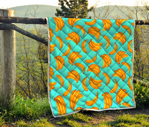 Blue Banana Pattern Print Quilt