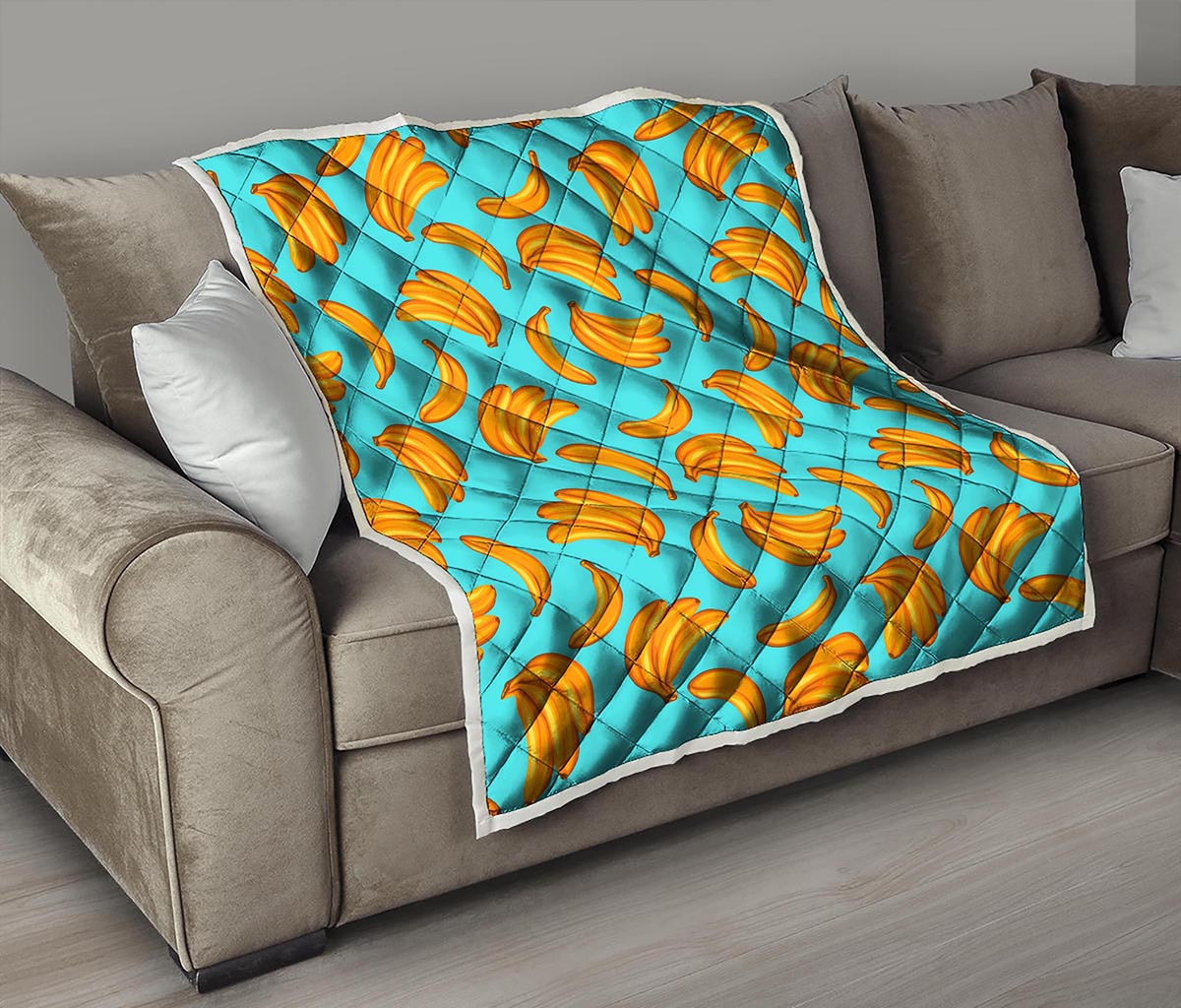 Blue Banana Pattern Print Quilt