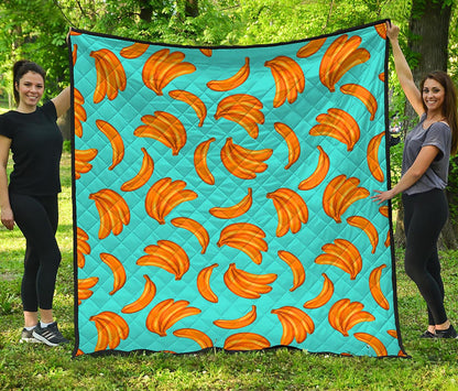 Blue Banana Pattern Print Quilt