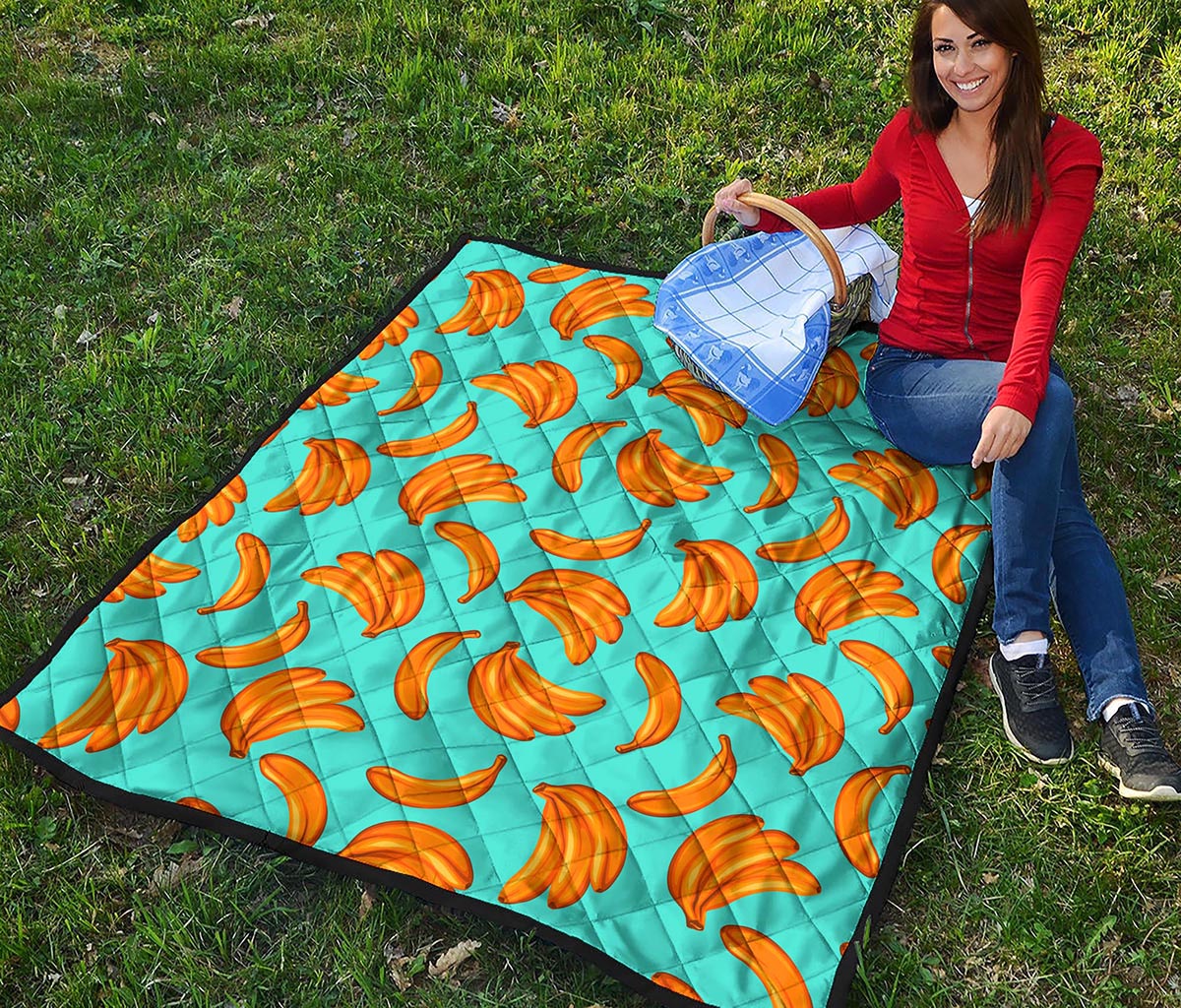 Blue Banana Pattern Print Quilt