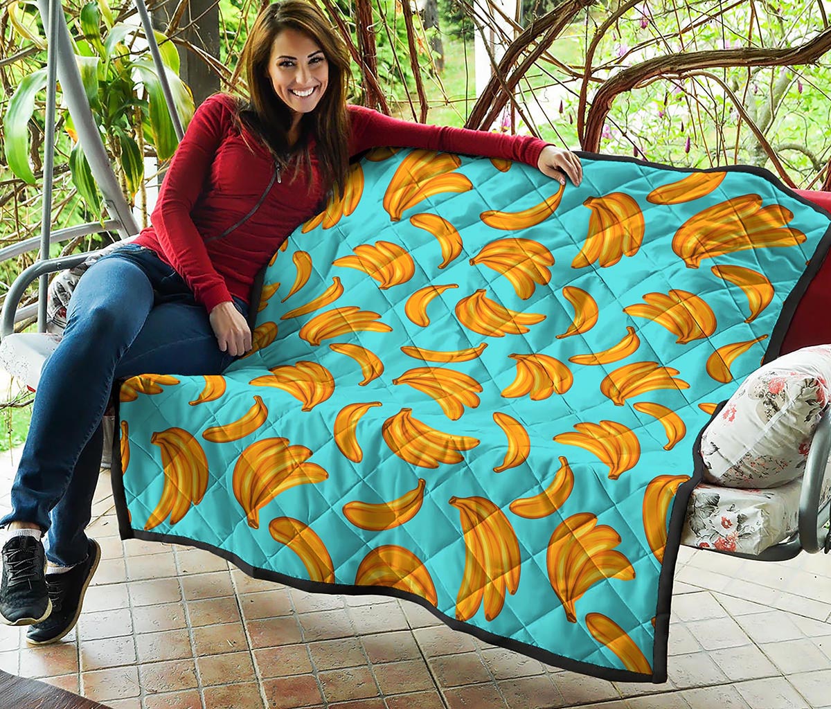 Blue Banana Pattern Print Quilt