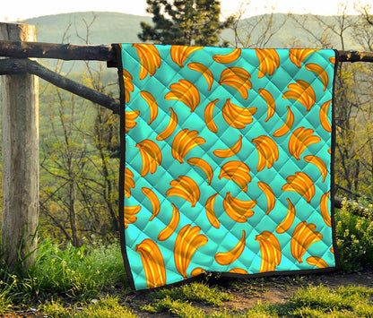 Blue Banana Pattern Print Quilt