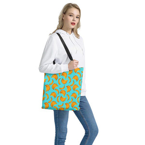 Blue Banana Pattern Print Tote Bag