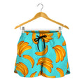 Blue Banana Pattern Print Women's Shorts