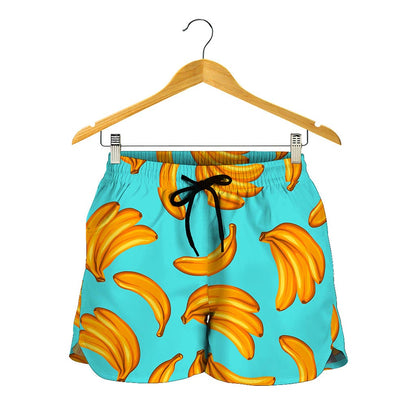 Blue Banana Pattern Print Women's Shorts