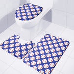 Blue Baseball Pattern Print 3 Piece Bath Mat Set
