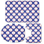 Blue Baseball Pattern Print 3 Piece Bath Mat Set