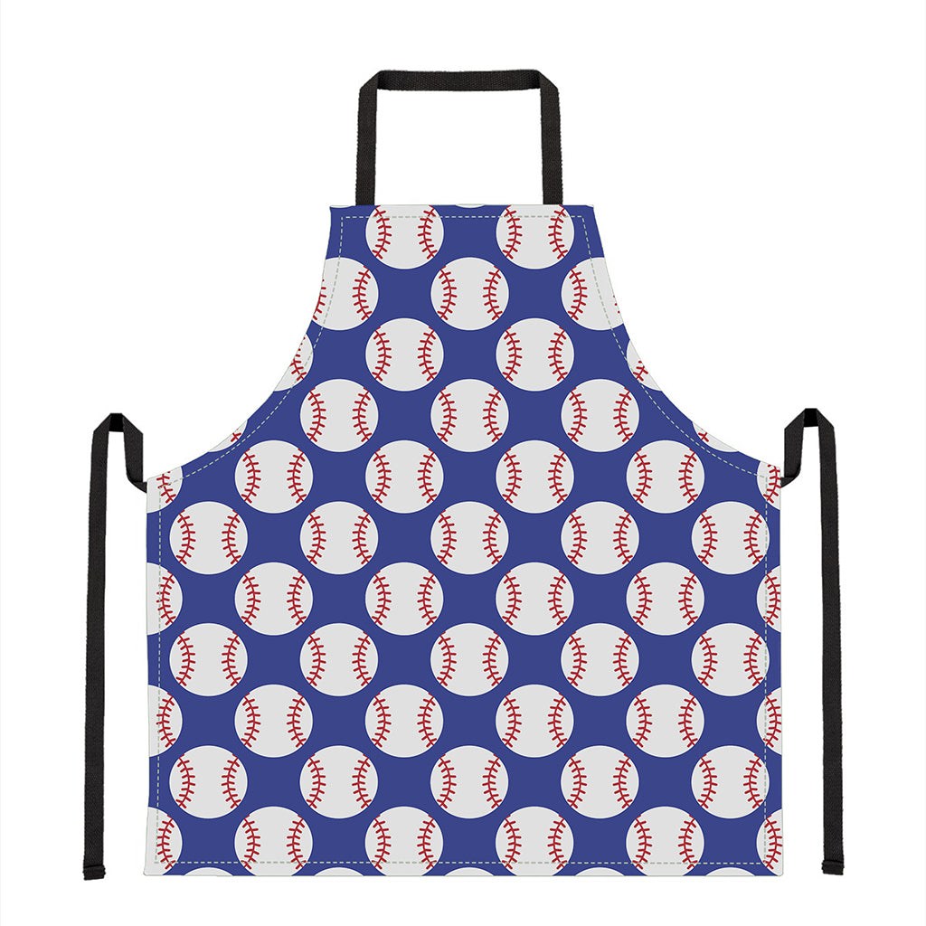 Blue Baseball Pattern Print Apron