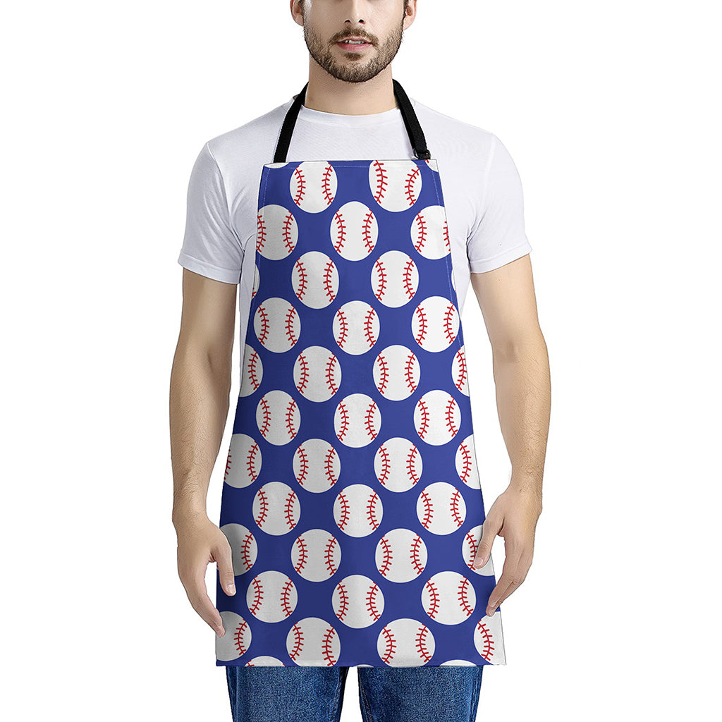 Blue Baseball Pattern Print Apron