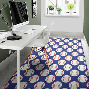 Blue Baseball Pattern Print Area Rug