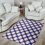 Blue Baseball Pattern Print Area Rug