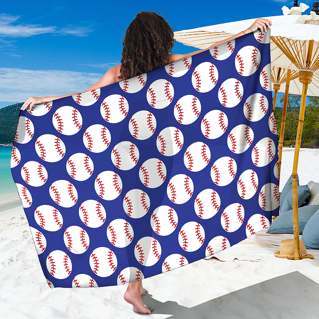 Blue Baseball Pattern Print Beach Sarong Wrap