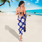 Blue Baseball Pattern Print Beach Sarong Wrap