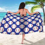 Blue Baseball Pattern Print Beach Sarong Wrap