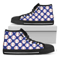 Blue Baseball Pattern Print Black High Top Sneakers