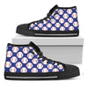 Blue Baseball Pattern Print Black High Top Shoes