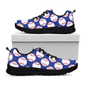 Blue Baseball Pattern Print Black Running Shoes