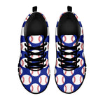 Blue Baseball Pattern Print Black Sneakers