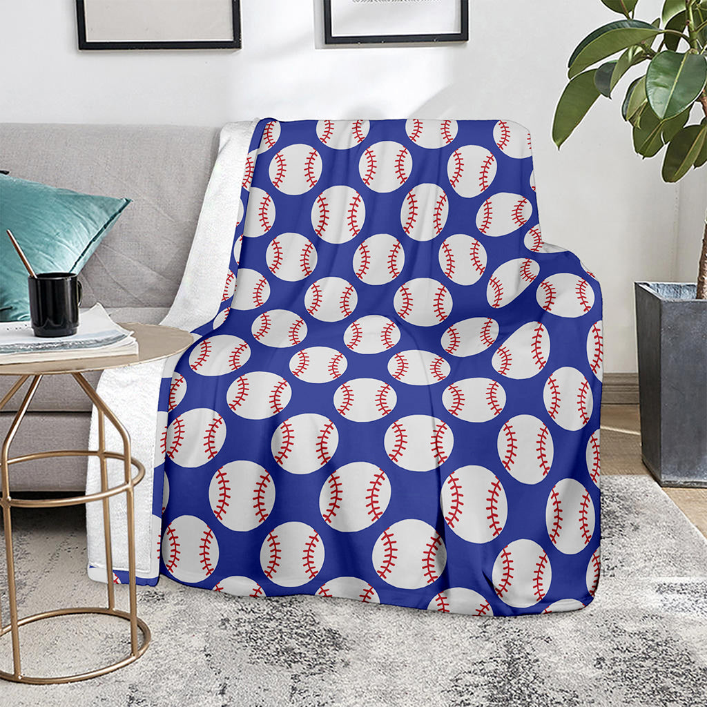 Blue Baseball Pattern Print Blanket