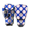 Blue Baseball Pattern Print Boxing Gloves