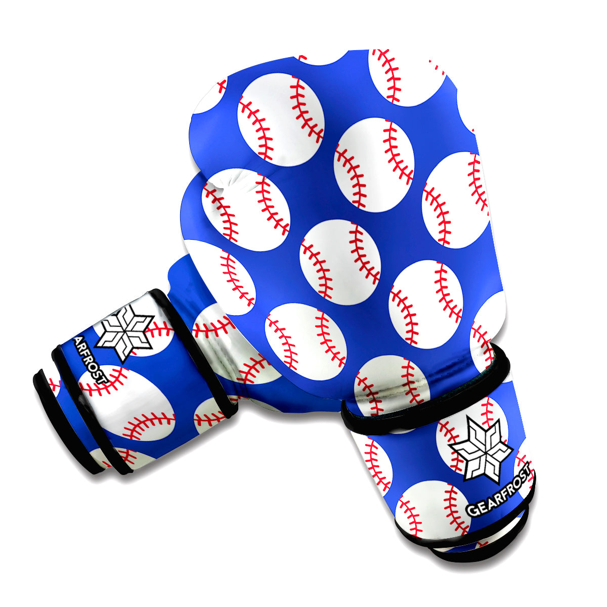 Blue Baseball Pattern Print Boxing Gloves