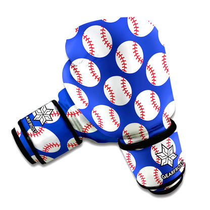 Blue Baseball Pattern Print Boxing Gloves
