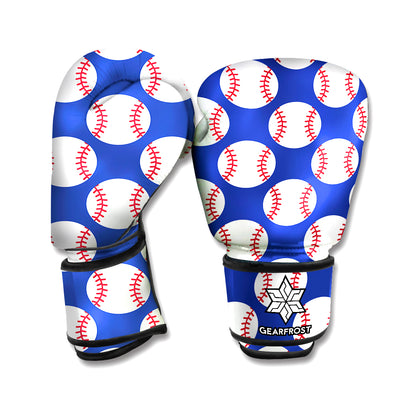 Blue Baseball Pattern Print Boxing Gloves