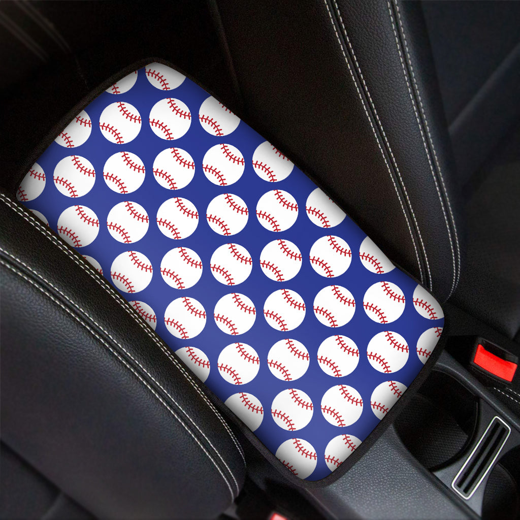 Blue Baseball Pattern Print Car Center Console Cover